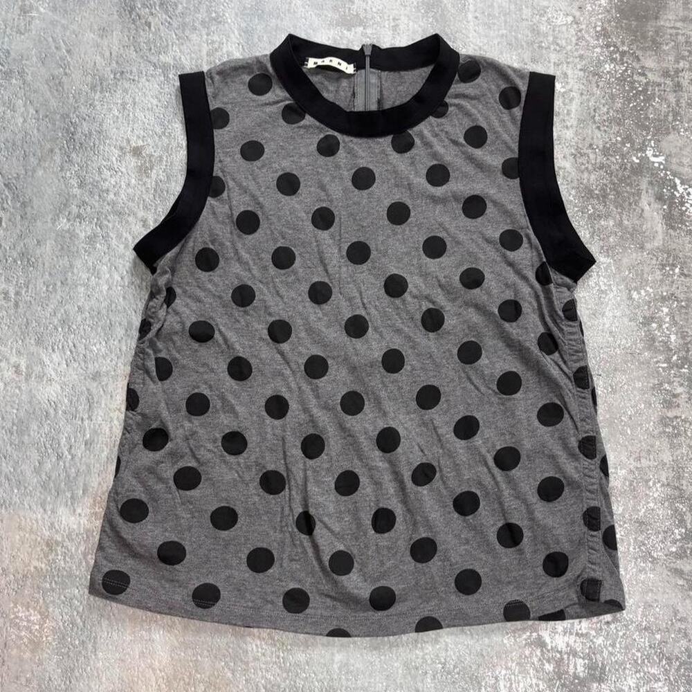 Marni Gray & Black Polka Dot Tank Top. Yayoi Kusama.